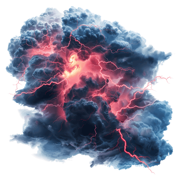 wisps of storm clouds with lightning isolated on transparent background png