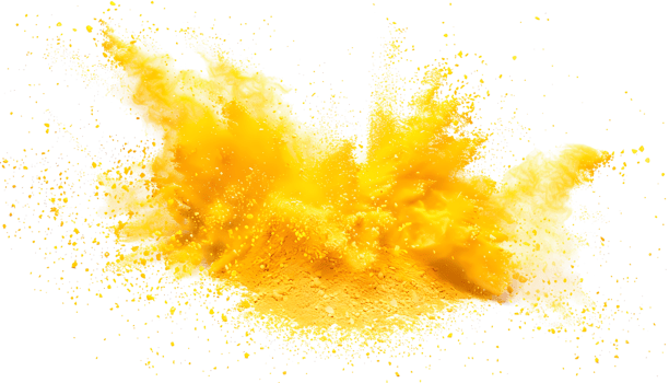 yellow smoke powder explotion isolated on transparent background png