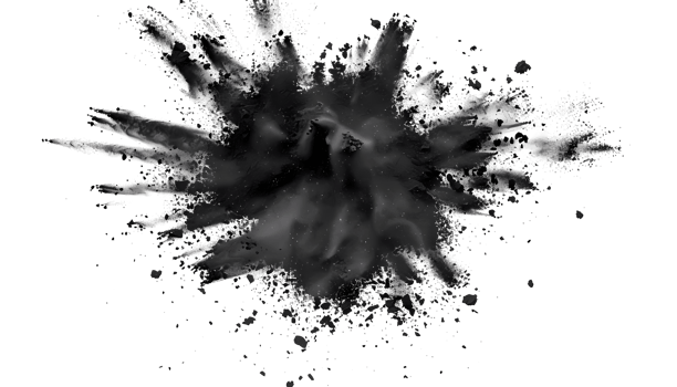 black smoke powder explotion isolated on transparent background png