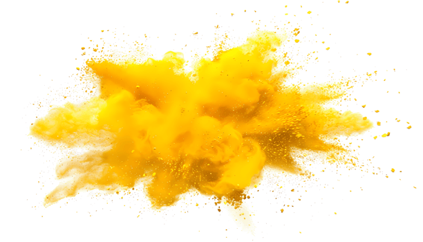 yellow smoke powder explotion isolated on transparent background png