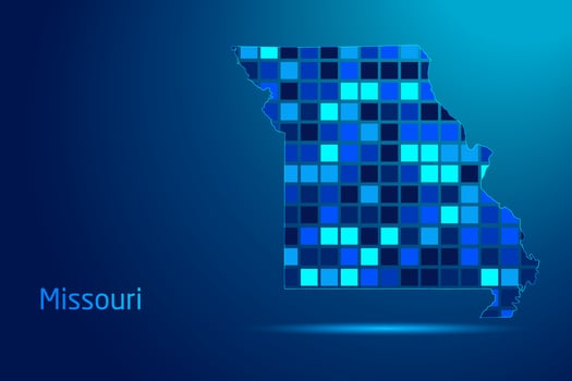concepts of Missouri Network Digital Technology Graphic illustration. Blue Color. Internet Futuristic Concept Map. vector