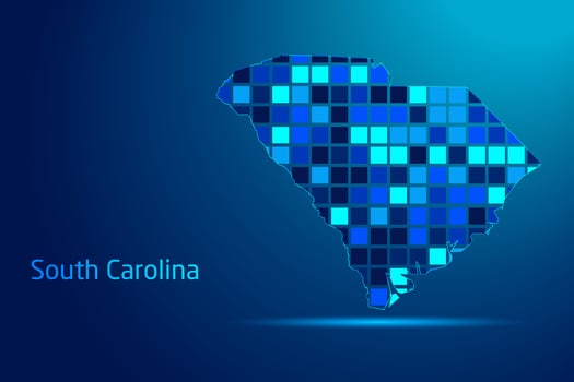 concepts of South Carolina Network Digital Technology Graphic illustration. Blue Color. Internet Futuristic Concept Map. vector