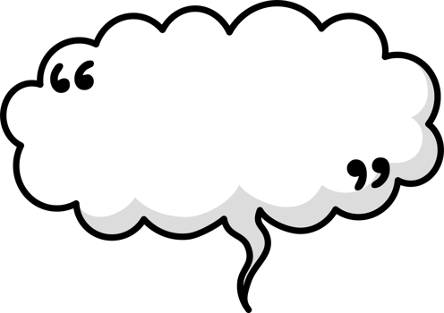 Hand draw doodle Black and white color speech bubble balloon with quotation marks, icon sticker memo keyword planner text box banner png