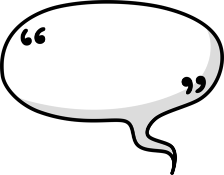 Hand draw doodle Black and white color speech bubble balloon with quotation marks, icon sticker memo keyword planner text box banner png