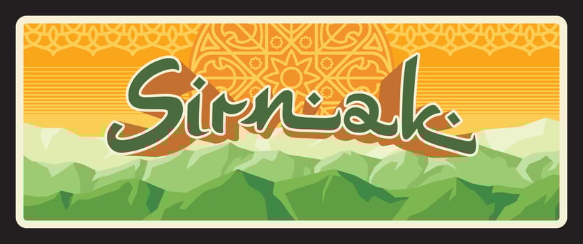 Sirnak Turkish region or province travel plate vector
