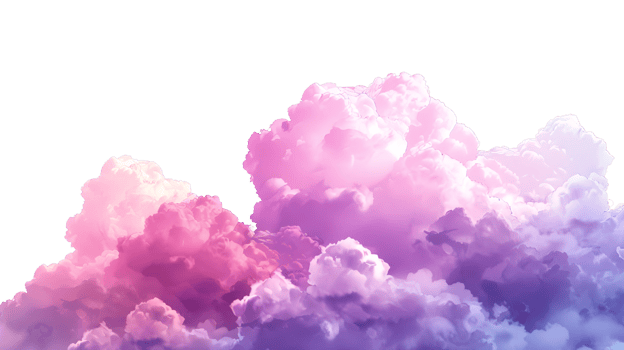 Multi-colored clouds isolated on a transparent background, AI-Generated png