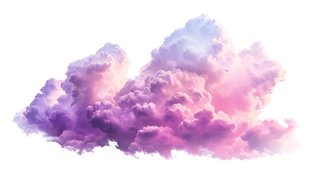 Multi-colored clouds isolated on a transparent background, AI-Generated png