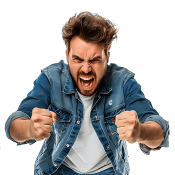 A man is shouting angrily, isolated on transparent backgrounds, AI-Generated png