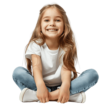 Little happy child kid girl a big smile, isolated on a transparent background png