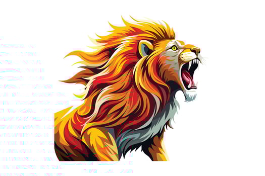 Lion face flat clipart illustration vector