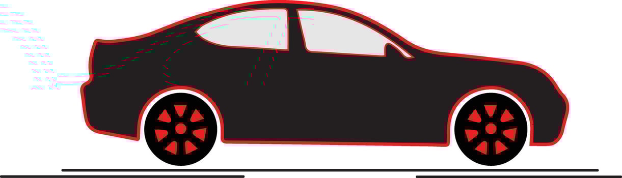 Car symbol icon - Black and red Stock , 2d, isolated - illustration vector