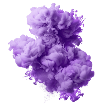 Purple abstract smoke cloud paint splash center isolated on a transparent background png