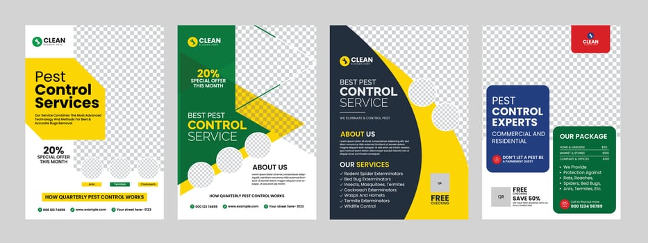 pest control flyer leaflet template with promotional business poster design illustrator. vector