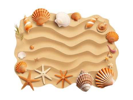 Summer sand beach objects isolated png