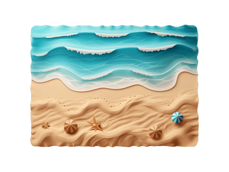 Summer sand beach objects isolated png