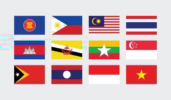 National Flag of All ASEAN Countries. Set of ASEAN country Flag. vector
