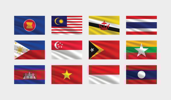 National Flag of All ASEAN Countries. Set of ASEAN country Flag. vector