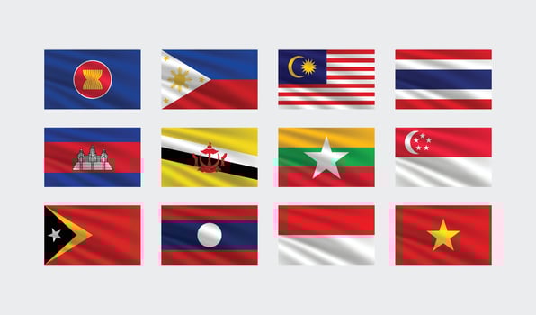 National Flag of All ASEAN Countries. Set of ASEAN country Flag. vector
