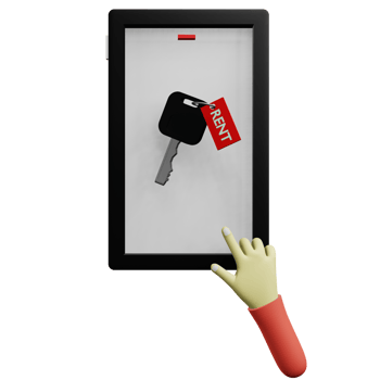 3 D illustration of rent car application icon png