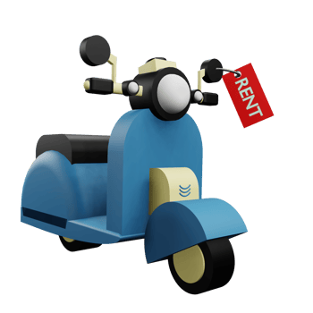 3 D illustration of rent motorcycles icon png