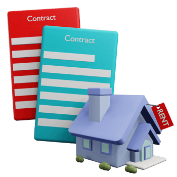 3 D illustration of house rent contract icon png