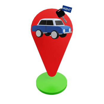 3 D illustration of car rent location icon png