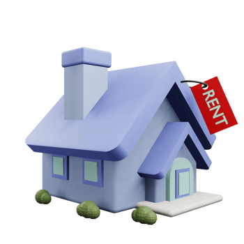 3 D illustration of house for rent icon png