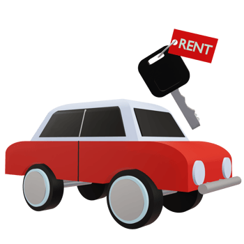 3 D illustration of rent car icon png