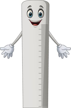 Happy cartoon ruler mascot character vector