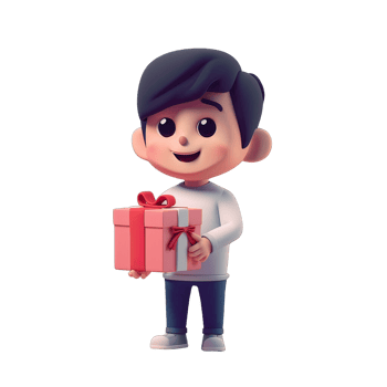 3d cute character on isolated background png