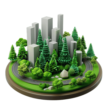 3d isometric city with isolated background png
