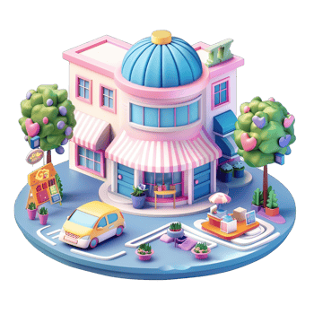 3d isometric city with isolated background png
