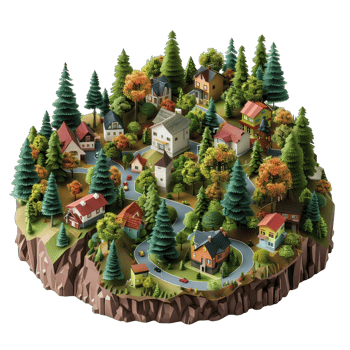 3d isometric city with isolated background png
