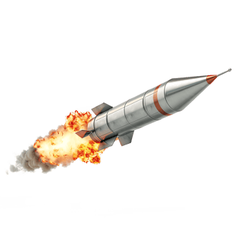 Rocket with Flame Trail Isolated png
