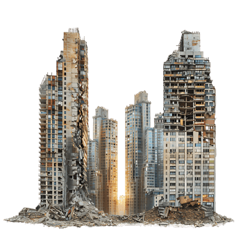 Ruined Skyscrapers Isolated png