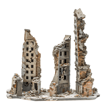 Isolated Cityscape of Ruined Skyscrapers png