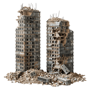 Transparent Background with Ruined Buildings png