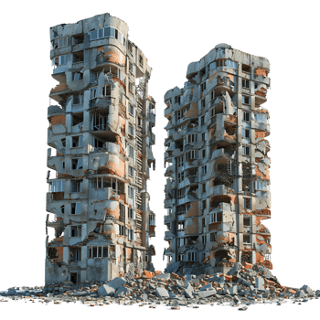 Ruined Skyscrapers Cut Out on Transparent png