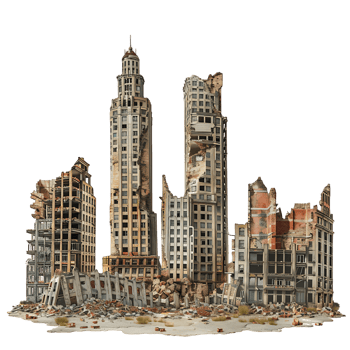 City Ruins Isolated on Transparent png