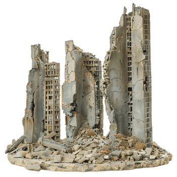 Transparent Background with Ruined Cityscape png