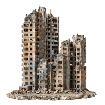 Ruined Skyscrapers on Clear Background png