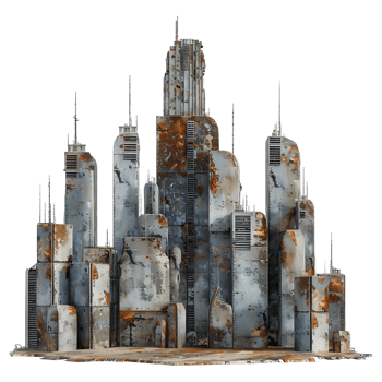 Transparent Background Set of Ruined Buildings png