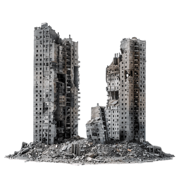 Isolated Ruined Architecture on Transparent png