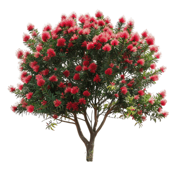 Callistemon Viminalis Tree on Clear Background Cutout png