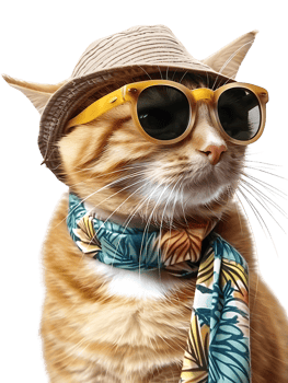 Clear Background with Sunglasses Wearing Kitty Cat png