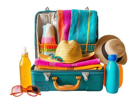 Transparent Background with Beach Vacation Items png
