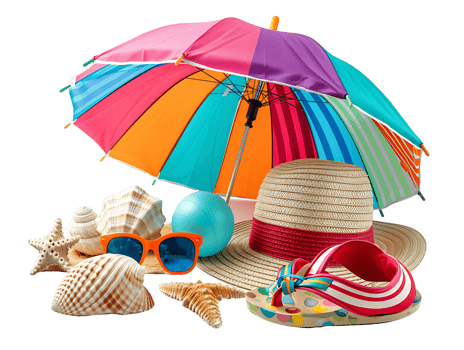 Transparent Background with Summer Holiday Essentials png