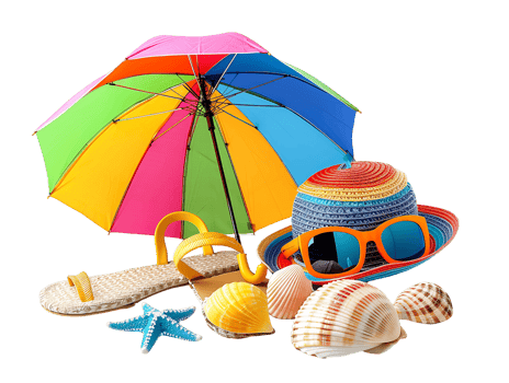 Transparent Background with Vacation Beach Items png