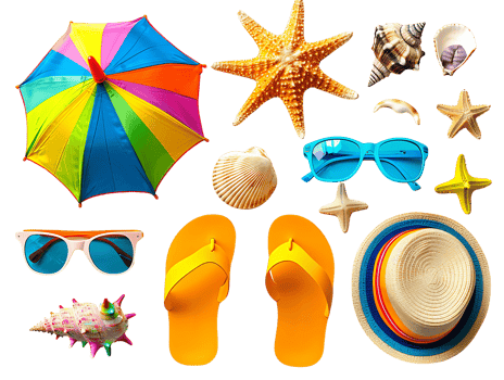 Isolated Summer Holiday Essentials png