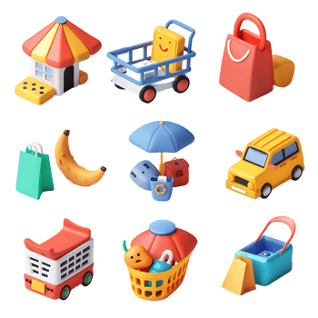 Transparent Shopping and Retail 3D Icons png